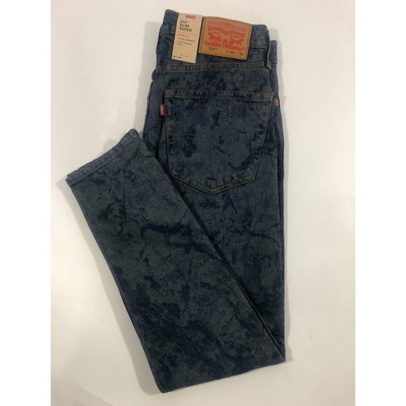 LEVI'S 512 SLIM TAPER STRETCH CAMO BLUE DENIM MENS SIZE 30X30 ZIP FLY NEW NWT
